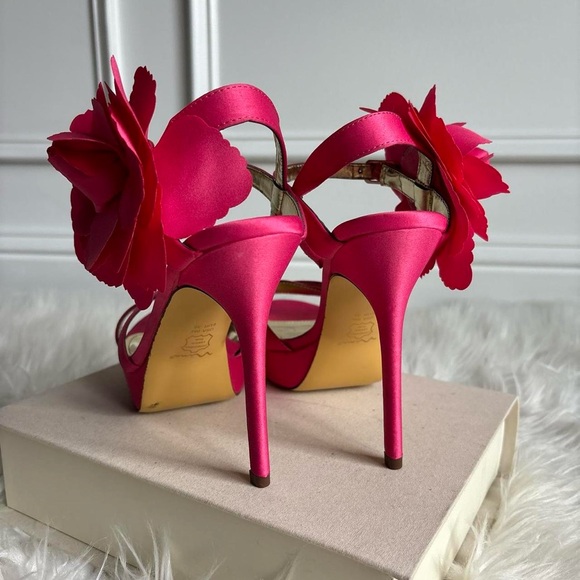 Nina Shoes Satin Pink Flower Heels - Picture 5 of 8